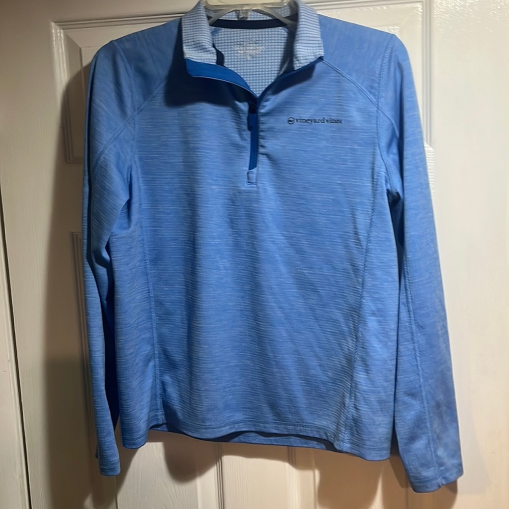 Vineyard Vines 1/4 zip pull over long sleeve shirt baby blue EUC